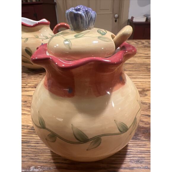 Pfaltzgraff Napoli 4-Piece Lidded Sugar & Creamer Set With Spoon EXCELLENT! WOW! - Picture 2 of 9